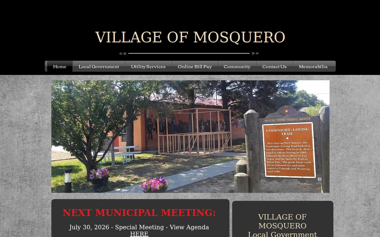 Mosquero criminal records and official Harding County village home page