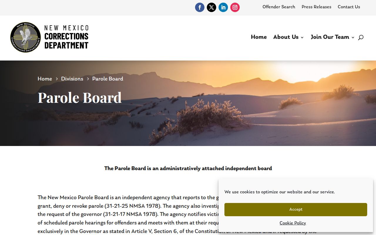 New Mexico Adult Parole Board official information page