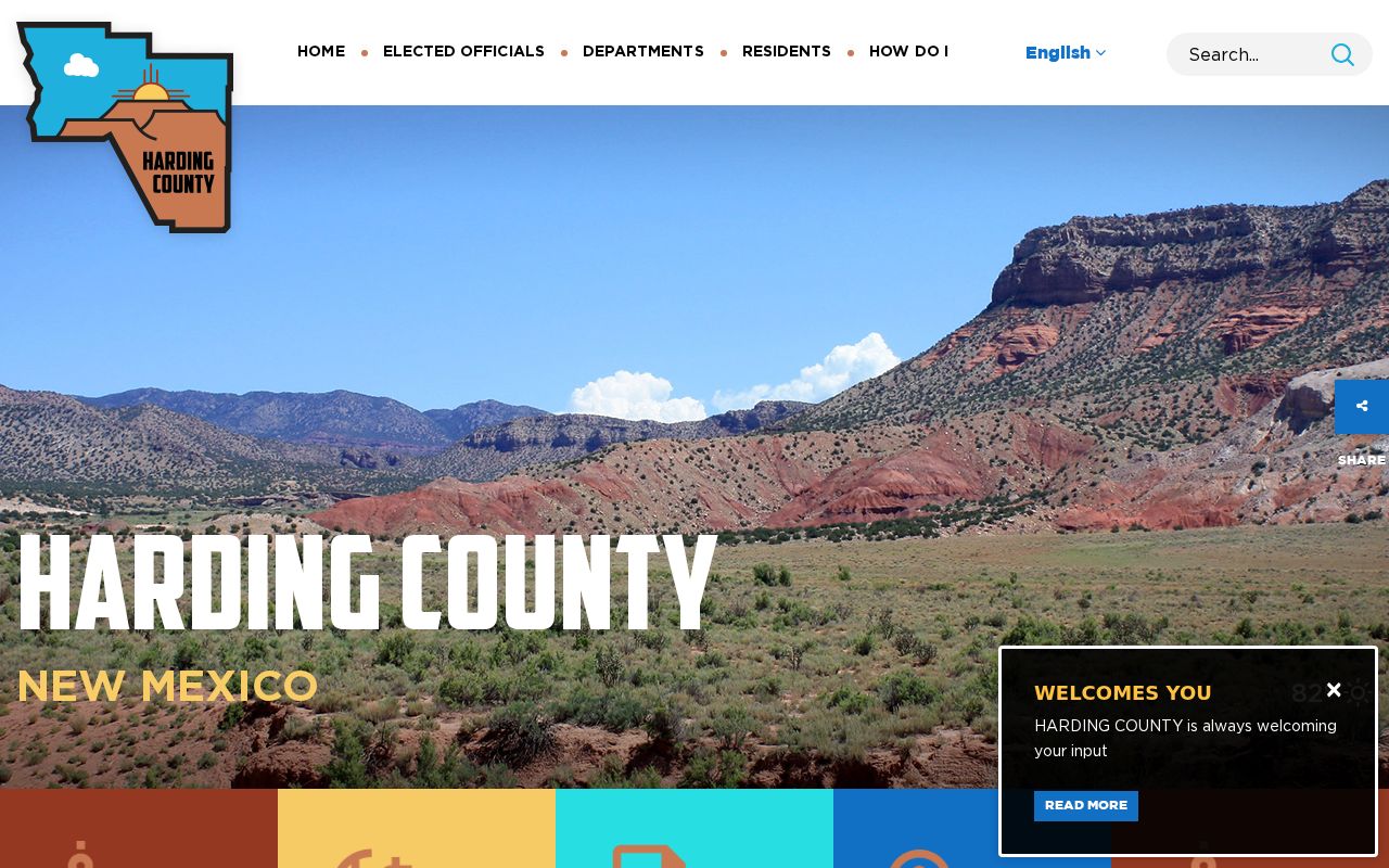 Official Harding County government page with county office links